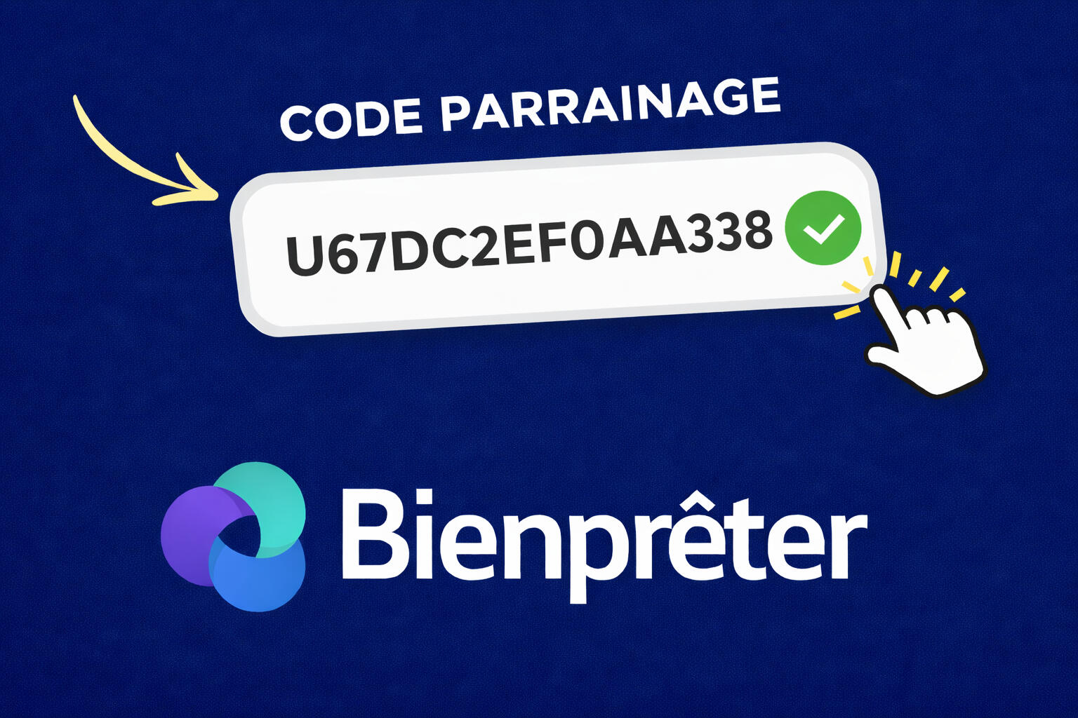 Code parrainage Bienprêter U67DC2EF0AA338 : 10€ de bonus offerts à l'inscription Code parrainage Bienprêter U67DC2EF0AA338 permettant d'obtenir 10€ de bonus offerts à l'inscription sur la plateforme de crowdfunding immobilier